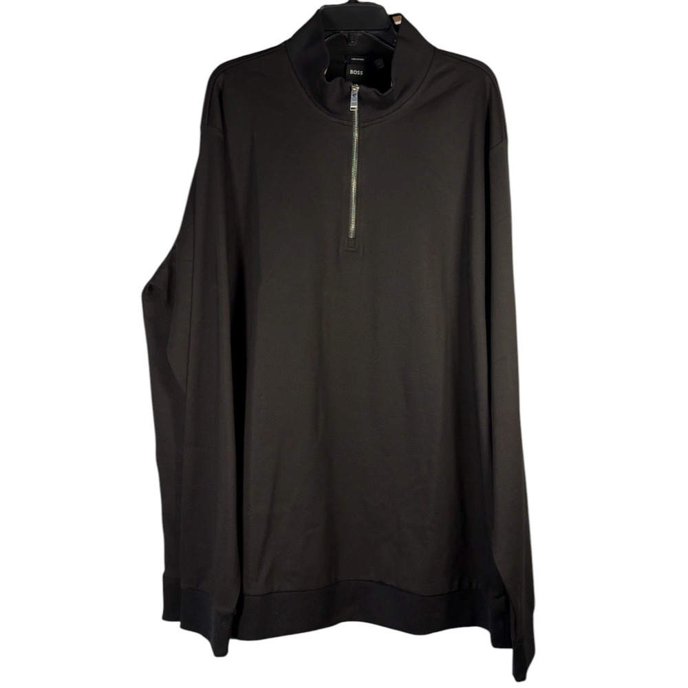 Hugo Boss Mens 3XL Black Mercerised Quarter Zip Pullover Sweater NWT 2XT
